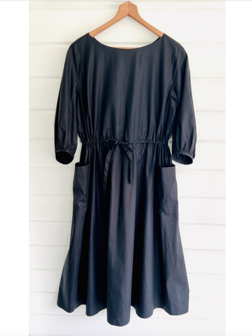 TOMORROWLAND Japan Black Cotton Poplin Midi Dress - 36/S